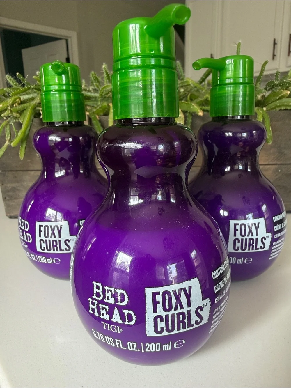 3 BedHead Foxy Curls Curl Enhancer - Purple Bottle with Green Pump